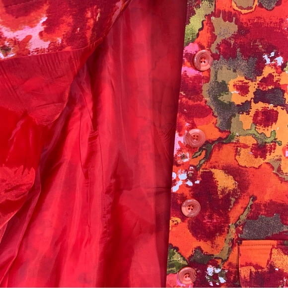 CHICO’S Chico’s Fall Cocktail Orange Red Floral Button Closure Blazer Size Large - Picture 11 of 13